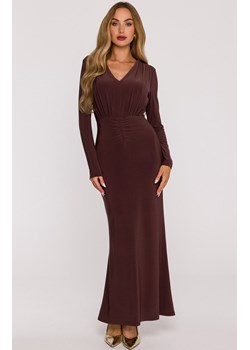 Sukienka damska maxi z szarfą brązowa M891, Kolor brązowy, Rozmiar L, MOE ze sklepu Primodo w kategorii Sukienki - zdjęcie 187917876