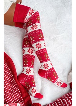 Zakolanówki świąteczne z ciastkami 1276.002, Kolor czerwony-wzór, Rozmiar 37-41, Milena ze sklepu Intymna w kategorii Zakolanówki - zdjęcie 187918299