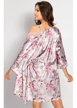 Peniuar szlafrok damski satynowy Sublime, Kolor srebrno-różowy, Rozmiar S/M, Momenti per me ze sklepu Intymna w kategorii Szlafroki damskie - zdjęcie 187918326