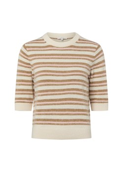 Opus Damska koszula z dzianiny z wełną i moherem - Puvet Kobiety Bawełna beżowy w paski ze sklepu vangraaf w kategorii Swetry damskie - zdjęcie 187919536