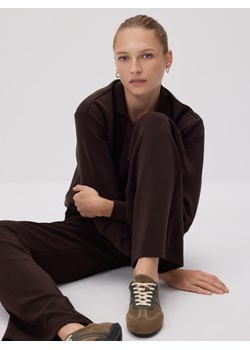 Reserved - Spodnie dresowe long leg - ciemnobrązowy ze sklepu Reserved w kategorii Spodnie damskie - zdjęcie 187919608