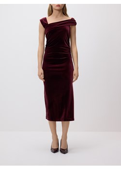 Reserved - Welurowa sukienka midi - bordowy ze sklepu Reserved w kategorii Sukienki - zdjęcie 187919705