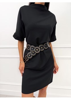 Czarna Prosta Sukienka ze Stójką ze sklepu ModnaKiecka.pl w kategorii Sukienki - zdjęcie 187920067