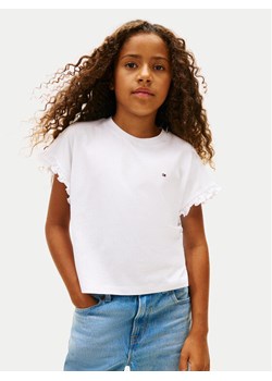 Tommy Hilfiger T-Shirt KG0KG08970 S Biały Regular Fit ze sklepu MODIVO w kategorii Bluzki dziewczęce - zdjęcie 187922908