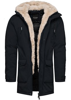 Kurtka męska parka z futerkiem czarna Recea ze sklepu Recea.pl w kategorii Kurtki męskie - zdjęcie 187923928