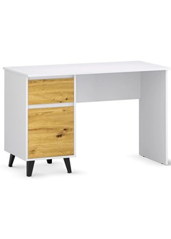 Skandynawskie biurko z szafką i szufladą biały + dąb artisan L5-C56 ze sklepu Edinos.pl w kategorii Biurka i sekretarzyki - zdjęcie 187927388