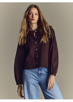 Reserved - Koszula z ozdobnym kołnierzem - ciemnobrązowy ze sklepu Reserved w kategorii Koszule damskie - zdjęcie 187927859