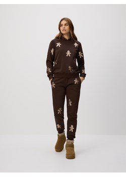 Reserved - Spodnie dresowe z aplikacjami - ciemnobrązowy ze sklepu Reserved w kategorii Spodnie damskie - zdjęcie 187931158