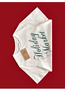 Reserved - T-shirt ze świątecznym motywem - złamana biel ze sklepu Reserved w kategorii Bluzki damskie - zdjęcie 187931216