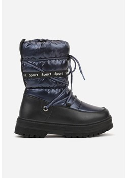 Granatowe Pikowane Śniegowce z Oryginalnym Wiązaniem Zetilde ze sklepu born2be.pl w kategorii Buty zimowe dziecięce - zdjęcie 187931256