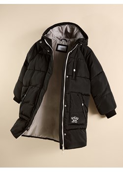 Reserved - Długi pikowany płaszcz z kapturem - czarny ze sklepu Reserved w kategorii Płaszcze dziewczęce - zdjęcie 187932669