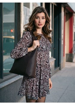 Sinsay - Torba hobo z imitacji skóry - brązowy ze sklepu Sinsay w kategorii Torebki hobo - zdjęcie 187933085