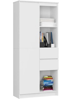 Biały regał na książki z szufladami - Vasco 3X ze sklepu Edinos.pl w kategorii Regały i witryny - zdjęcie 187937895