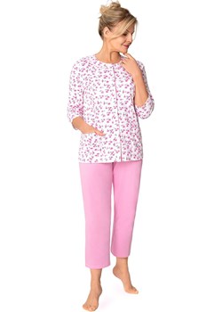 Bawełniana piżama damska 7/8 rozpinana Maria II 201 34, Kolor biało-różowy, Rozmiar 2XL, MARTEL ze sklepu Primodo w kategorii Piżamy damskie - zdjęcie 187938756