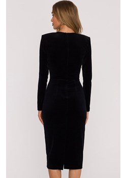 Sukienka welurowa z dekoltem czarna M889, Kolor czarny, Rozmiar L, MOE ze sklepu Primodo w kategorii Sukienki - zdjęcie 187938805