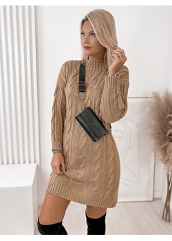 sukienka jazin karmelowa one size ze sklepu UBRA w kategorii Sukienki - zdjęcie 187938848