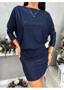 Granatowa Połyskująca Sukienka ze sklepu ModnaKiecka.pl w kategorii Sukienki - zdjęcie 187939019