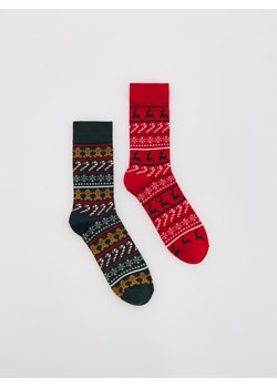 Reserved - Skarpety ze świątecznym motywem - ciemnozielony ze sklepu Reserved w kategorii Skarpetki męskie - zdjęcie 187942479