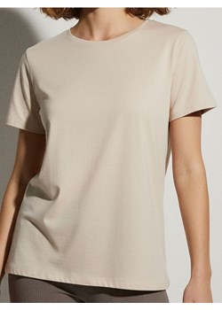 Sinsay - Bawełniana koszulka z krótkim rękawem - kremowy ze sklepu Sinsay w kategorii Bluzki damskie - zdjęcie 187943058