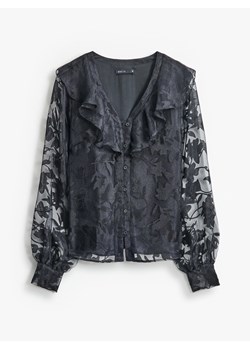 Mohito - Czarna bluzka z ozdobnymi rękawami - czarny ze sklepu Mohito w kategorii Bluzki damskie - zdjęcie 187943645