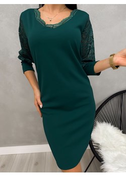 Jasnozielona Sukienka z Koronką ze sklepu ModnaKiecka.pl w kategorii Sukienki - zdjęcie 187943669