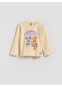 Reserved - Koszulka Kicia Kocia - kremowy ze sklepu Reserved w kategorii Bluzki dziewczęce - zdjęcie 187943868