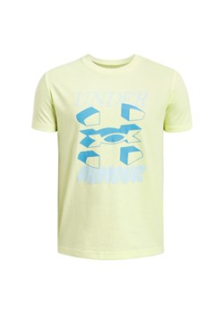 Chłopięcy t-shirt z nadrukiem Under Armour UA B Split Big Logo SS - żółty ze sklepu Sportstylestory.com w kategorii T-shirty chłopięce - zdjęcie 187944006