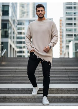 Sweter męski beżowy Dstreet WX1965 ze sklepu DSTREET.PL w kategorii Swetry męskie - zdjęcie 187947609