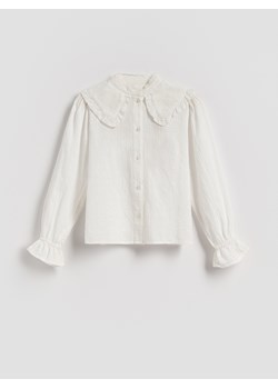 Reserved - Bawełniana koszula z kołnierzykiem - złamana biel ze sklepu Reserved w kategorii Koszule dziewczęce - zdjęcie 187947738