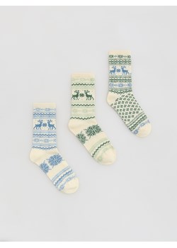 Reserved - Skarpetki ze świątecznym motywem 3 pack - złamana biel ze sklepu Reserved w kategorii Skarpetki damskie - zdjęcie 187947807