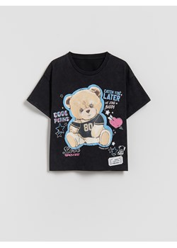 Reserved - T-shirt z nadrukiem - czarny ze sklepu Reserved w kategorii Bluzki dziewczęce - zdjęcie 187947907
