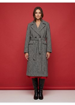 Sinsay - Długi płaszcz z paskiem - szary ze sklepu Sinsay w kategorii Płaszcze damskie - zdjęcie 187950525