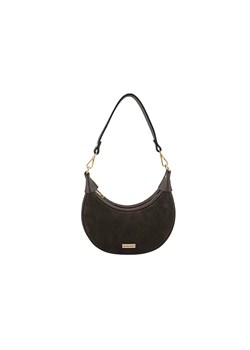 Subtelna mini torebka z miękkim zamszem i złotymi detalami - Brązowa ciemna ze sklepu Barberinis w kategorii Listonoszki - zdjęcie 187952005