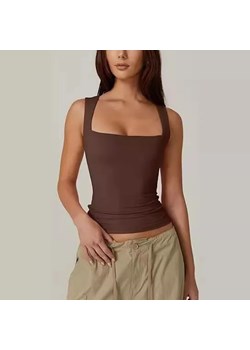Obcisły top z kwadratowym dekoltem - Brązowy S ze sklepu Intimica.pl w kategorii Bluzki damskie - zdjęcie 187952405