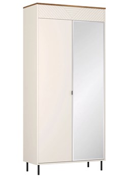 Szafa dwudrzwiowa z lustrem kaszmir + dąb castello C2-H14 ze sklepu Edinos.pl w kategorii Szafy - zdjęcie 187953756