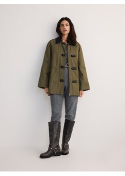 Reserved - Kurtka z kontrastowym kołnierzem - zielony ze sklepu Reserved w kategorii Kurtki damskie - zdjęcie 187957347
