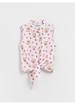 Reserved - Koszula z wiązaniem Pusheen - pastelowy róż ze sklepu Reserved w kategorii Koszule dziewczęce - zdjęcie 187957385