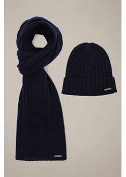 Zestaw Granatowy Wełniany Czapka Plus Szal Sorino ze sklepu Lancerto S.A. w kategorii Dodatki męskie - zdjęcie 187957839