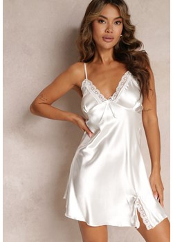 Biała Koszula Nocna na Regulowanych Ramiączkach z Koronkową Wstawką Rinalda ze sklepu renee.pl w kategorii Koszule nocne - zdjęcie 187958275