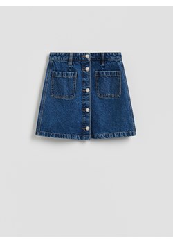 Reserved - Jeansowa spódnica z ozdobnymi guzikami - niebieski ze sklepu Reserved w kategorii Spódnice - zdjęcie 187958306