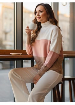 Sweter damski STRIPELO różowy Dstreet MY2417 ze sklepu DSTREET.PL w kategorii Swetry damskie - zdjęcie 187959035