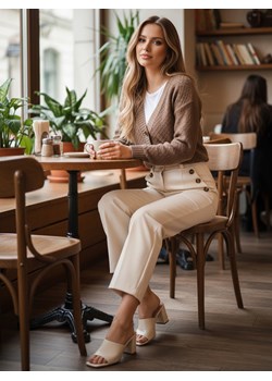 Sweter damski CHICLINE beżowy Dstreet MY2419 ze sklepu DSTREET.PL w kategorii Swetry damskie - zdjęcie 187959056