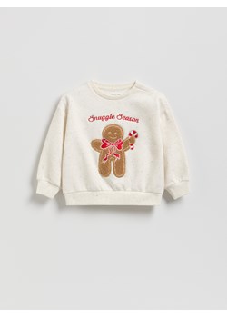 Reserved - Bluza ze świąteczną aplikacją - złamana biel ze sklepu Reserved w kategorii Bluzy dziewczęce - zdjęcie 187959156