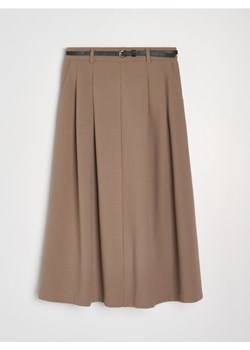 Sinsay - Rozkloszowana spódnica midi z paskiem - brązowy ze sklepu Sinsay w kategorii Spódnice - zdjęcie 187961188