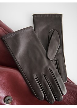 Reserved - Skórzane rękawiczki - ciemnobrązowy ze sklepu Reserved w kategorii Rękawiczki damskie - zdjęcie 187961448