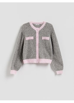 Reserved - Kardigan z kontrastową lamówką - wielobarwny ze sklepu Reserved w kategorii Swetry damskie - zdjęcie 187961449