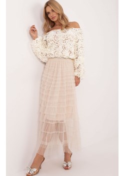 Beżowa spódnica tiulowa z falbanami TW-SD-BI-881.43P, Kolor beżowy, Rozmiar uniwersalny, FactoryPrice ze sklepu Primodo w kategorii Spódnice - zdjęcie 187963195