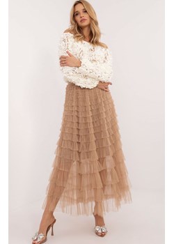Camelowa spódnica tiulowa z falbanami TW-SD-BI-881.43P, Kolor camel, Rozmiar uniwersalny, FactoryPrice ze sklepu Primodo w kategorii Spódnice - zdjęcie 187963199