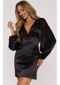 Sukienka mini z bufiastymi rękawami czarna M888, Kolor czarny, Rozmiar L, MOE ze sklepu Primodo w kategorii Sukienki - zdjęcie 187963375