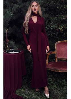 Sukienka damska maxi z szarfą bordowa M891, Kolor bordowy, Rozmiar L, MOE ze sklepu Primodo w kategorii Sukienki - zdjęcie 187963435